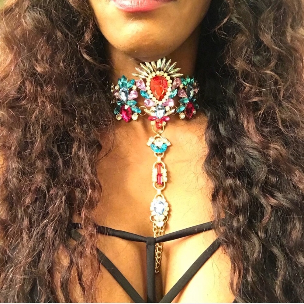 Multicolor Crystal Statement Necklace New - image 2